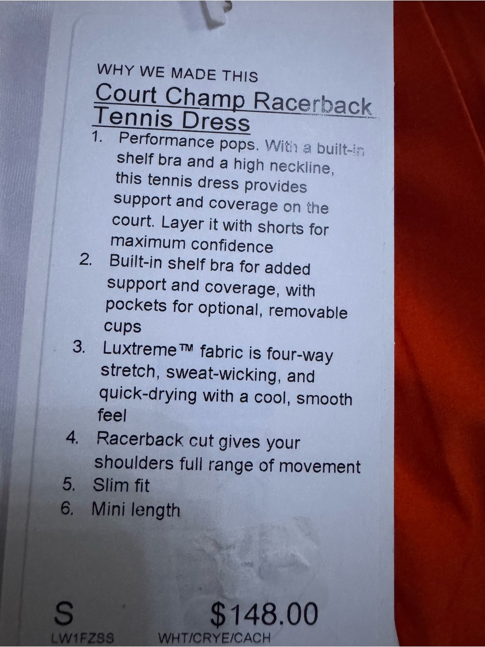 Lululemon Court Champ Racerback Tennis Dress NWT $148 Retailt - Picture 5 of 15